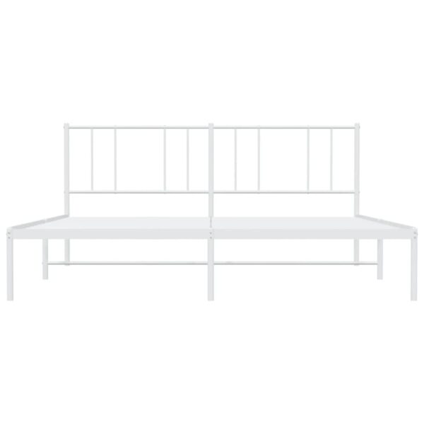 vidaXL Metal Bed Frame with Headboard White 72"x83.9" California King - Image 6