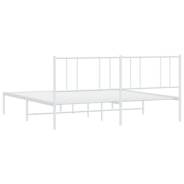 vidaXL Metal Bed Frame with Headboard White 72"x83.9" California King - Image 8