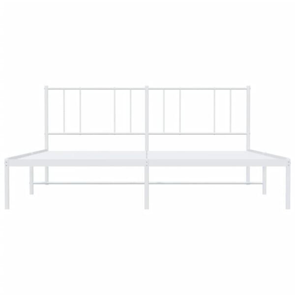 vidaXL Metal Bed Frame with Headboard White 76"x79.9" King - Image 6