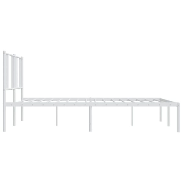 vidaXL Metal Bed Frame with Headboard White 76"x79.9" King - Image 7