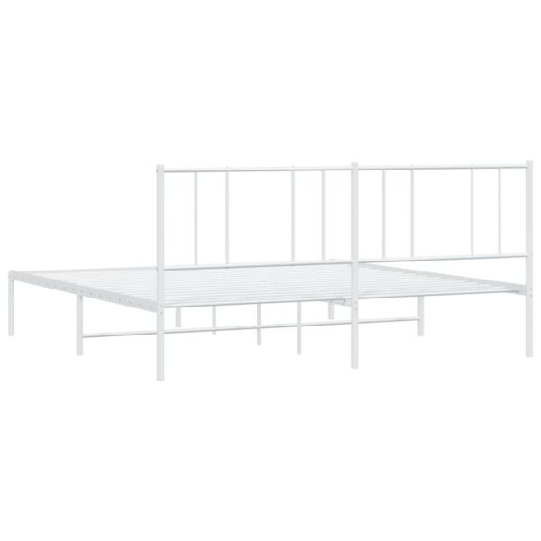 vidaXL Metal Bed Frame with Headboard White 76"x79.9" King - Image 8