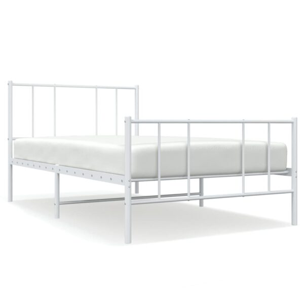 vidaXL Metal Bed Frame with Headboard and Footboard White 39.4"x74.8" Twin - Image 2