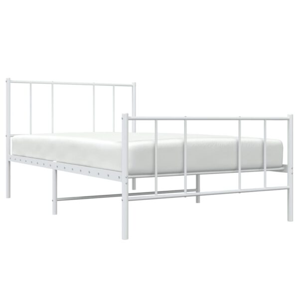 vidaXL Metal Bed Frame with Headboard and Footboard White 39.4"x74.8" Twin - Image 3