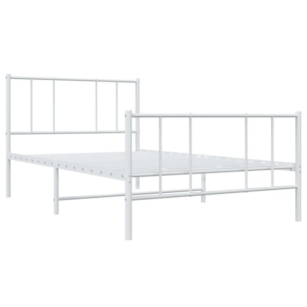 vidaXL Metal Bed Frame with Headboard and Footboard White 39.4"x74.8" Twin - Image 5