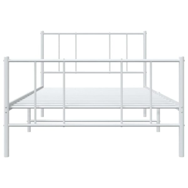 vidaXL Metal Bed Frame with Headboard and Footboard White 39.4"x74.8" Twin - Image 6