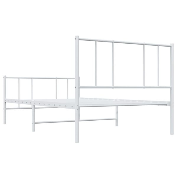 vidaXL Metal Bed Frame with Headboard and Footboard White 39.4"x74.8" Twin - Image 8