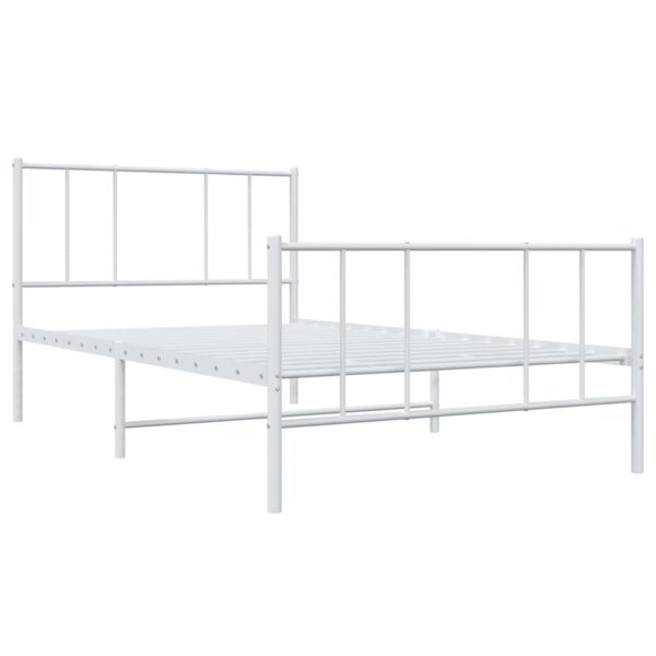 vidaXL Metal Bed Frame with Headboard and Footboard White 39.4"x78.7" - Image 5