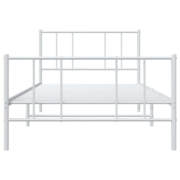 vidaXL Metal Bed Frame with Headboard and Footboard White 39.4"x78.7" - Image 6