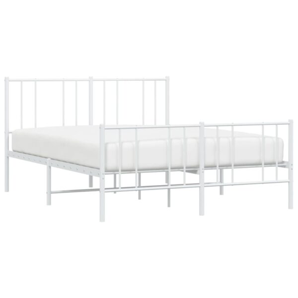 vidaXL Metal Bed Frame with Headboard and Footboard White 53.9"x74.8" Full - Image 3