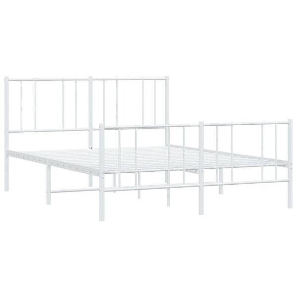 vidaXL Metal Bed Frame with Headboard and Footboard White 53.9"x74.8" Full - Image 5