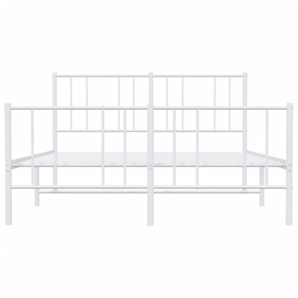 vidaXL Metal Bed Frame with Headboard and Footboard White 53.9"x74.8" Full - Image 6