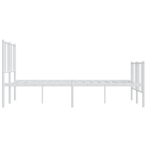 vidaXL Metal Bed Frame with Headboard and Footboard White 53.9"x74.8" Full - Image 7