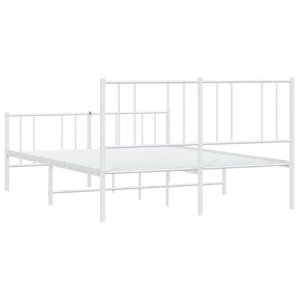 vidaXL Metal Bed Frame with Headboard and Footboard White 53.9"x74.8" Full - Image 8