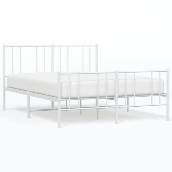 vidaXL Metal Bed Frame with Headboard and Footboard White 59.8"x78.7" - Image 2