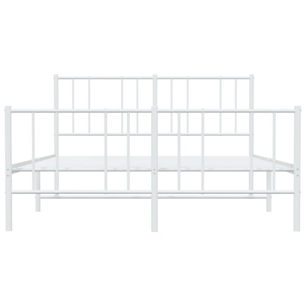 vidaXL Metal Bed Frame with Headboard and Footboard White 59.8"x78.7" - Image 6