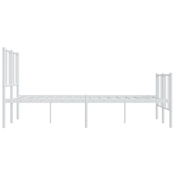 vidaXL Metal Bed Frame with Headboard and Footboard White 59.8"x78.7" - Image 7