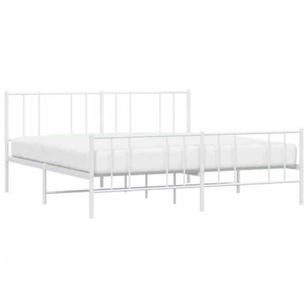 vidaXL Metal Bed Frame with Headboard&Footboard White 72"x83.9" California King - Image 3