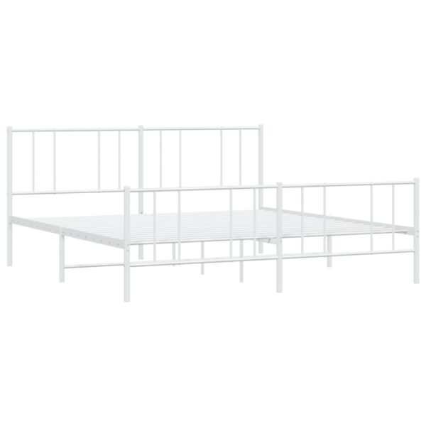 vidaXL Metal Bed Frame with Headboard&Footboard White 72"x83.9" California King - Image 5