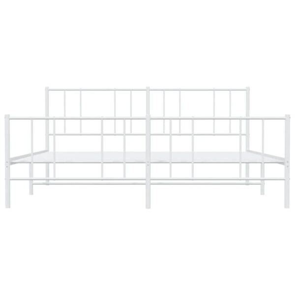 vidaXL Metal Bed Frame with Headboard&Footboard White 72"x83.9" California King - Image 6