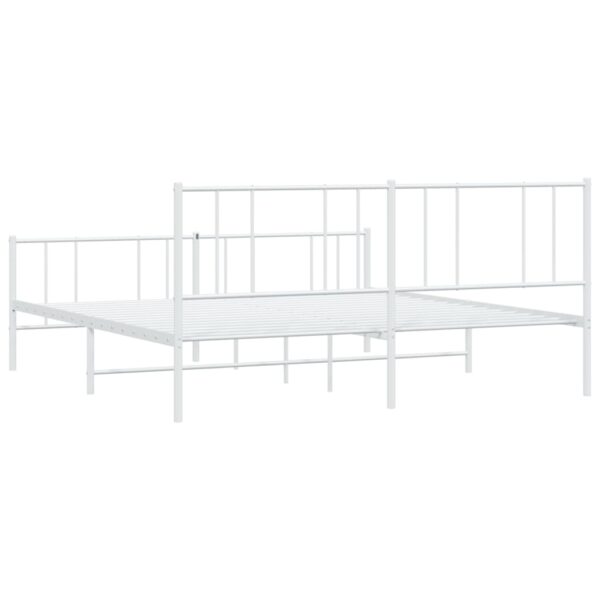 vidaXL Metal Bed Frame with Headboard&Footboard White 72"x83.9" California King - Image 8