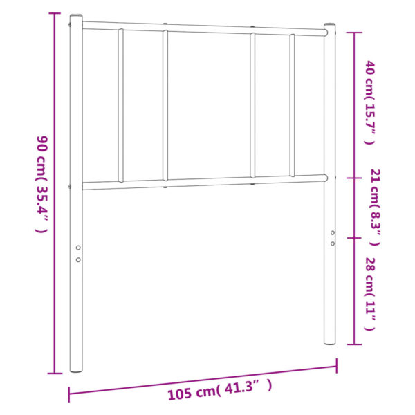 vidaXL Metal Headboard White 39.4" - Image 7