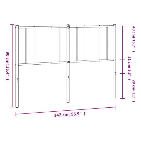 vidaXL Metal Headboard White 53.1" - Image 8