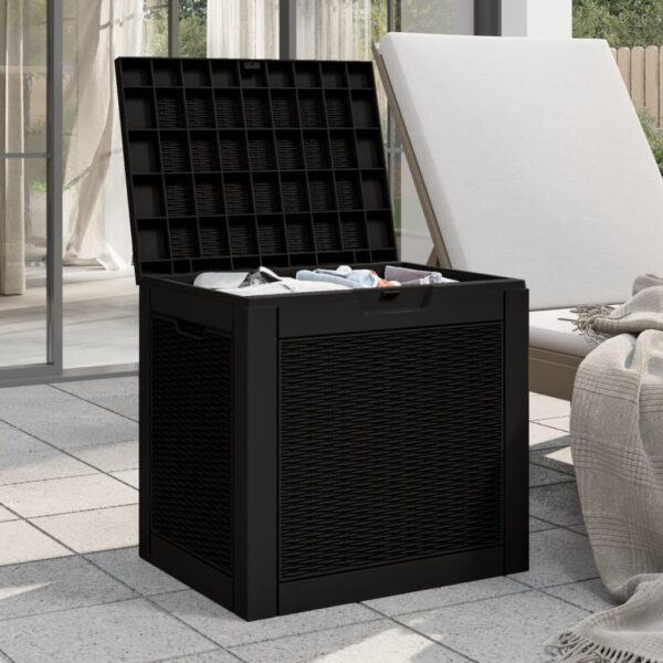 vidaXL Patio Storage Box Black 21.9"x16.9"x20.9" Polypropylene - Image 3