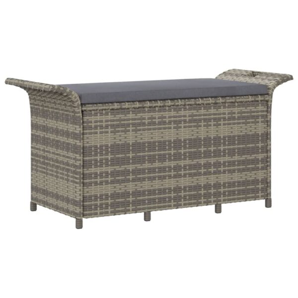 vidaXL Patio Bench with Cushion Gray 45.7"x18.1"x22.4" Poly Rattan - Image 2