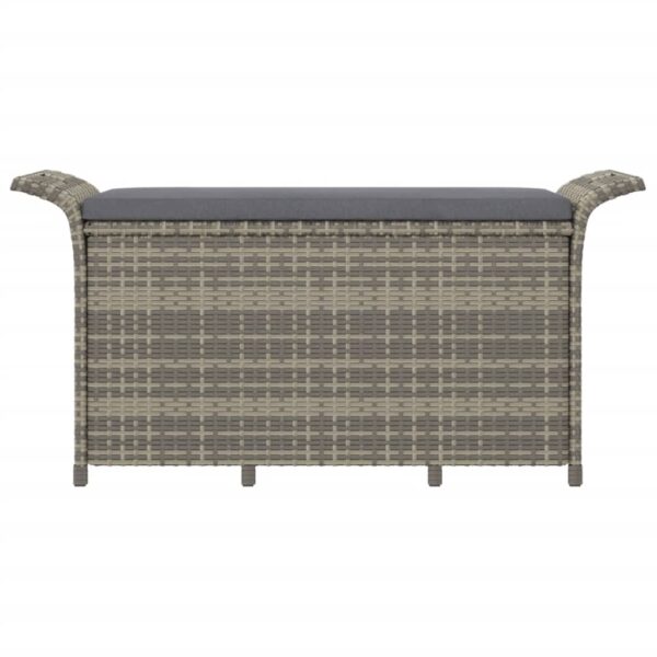 vidaXL Patio Bench with Cushion Gray 45.7"x18.1"x22.4" Poly Rattan - Image 3