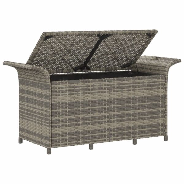 vidaXL Patio Bench with Cushion Gray 45.7"x18.1"x22.4" Poly Rattan - Image 5