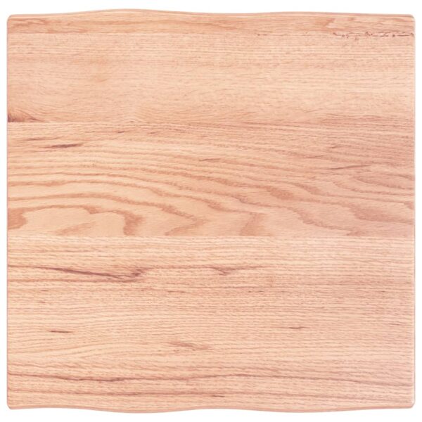 vidaXL Table Top Light Brown 23.6"x23.6"x0.8" Treated Solid Wood Oak Live Edge - Image 2