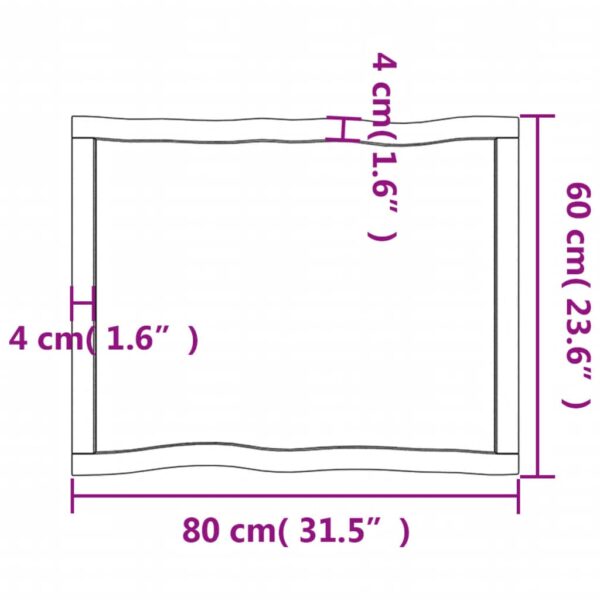 vidaXL Table Top Light Brown 31.5"x23.6"x(0.8"-2.4") Treated Solid Wood Live Edge - Image 10
