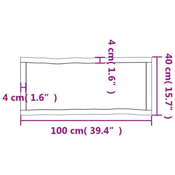 vidaXL Table Top Light Brown 39.4"x15.7"x(0.8"-2.4") Treated Solid Wood Live Edge - Image 10