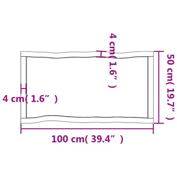 vidaXL Table Top Light Brown 39.4"x19.7"x(0.8"-2.4") Treated Solid Wood Live Edge - Image 10