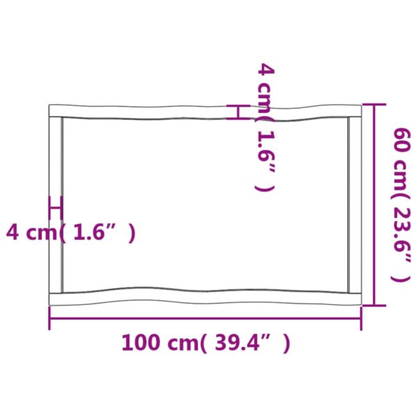 vidaXL Table Top Light Brown 39.4"x23.6"x(0.8"-1.6") Treated Solid Wood Live Edge - Image 10