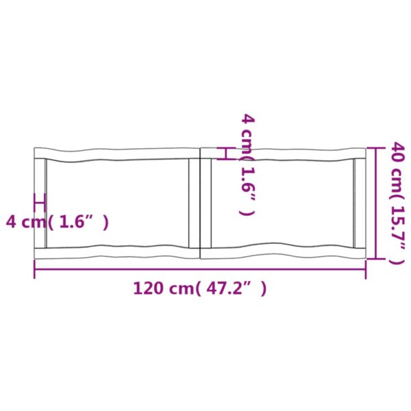 vidaXL Table Top Light Brown 47.2"x15.7"x(0.8"-1.6") Treated Solid Wood Live Edge - Image 11