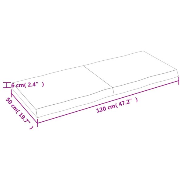 vidaXL Table Top Light Brown 47.2"x19.7"x(0.8"-2.4") Treated Solid Wood Live Edge - Image 10