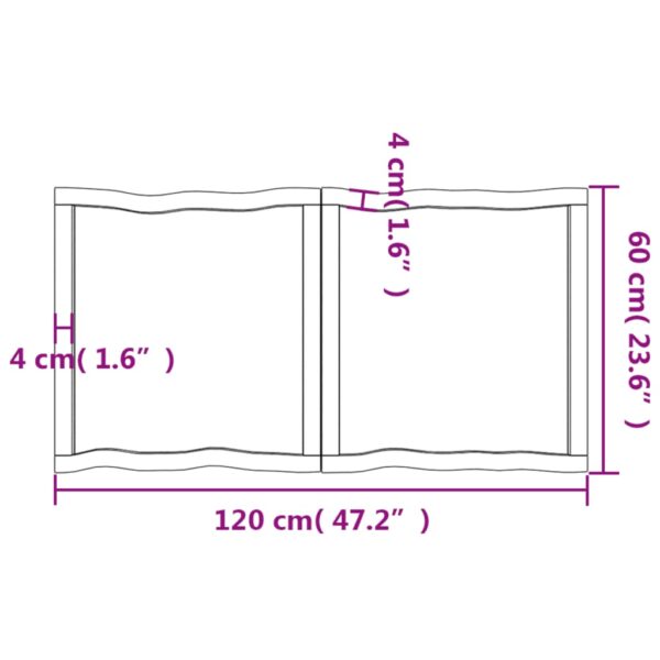 vidaXL Table Top Light Brown 47.2"x23.6"x(0.8"-2.4") Treated Solid Wood Live Edge - Image 11