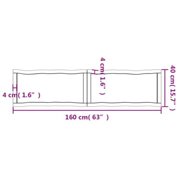 vidaXL Table Top Light Brown 63"x15.7"x(0.8"-1.6") Treated Solid Wood Live Edge - Image 11