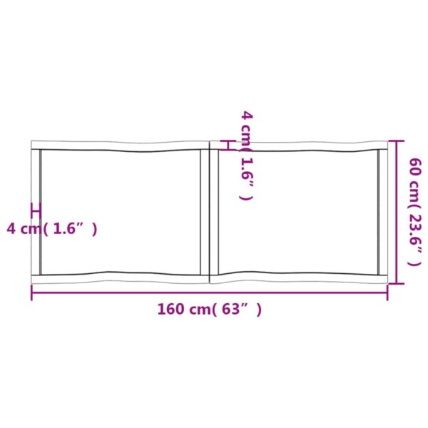 vidaXL Table Top Light Brown 63"x23.6"x(0.8"-1.6") Treated Solid Wood Live Edge - Image 11