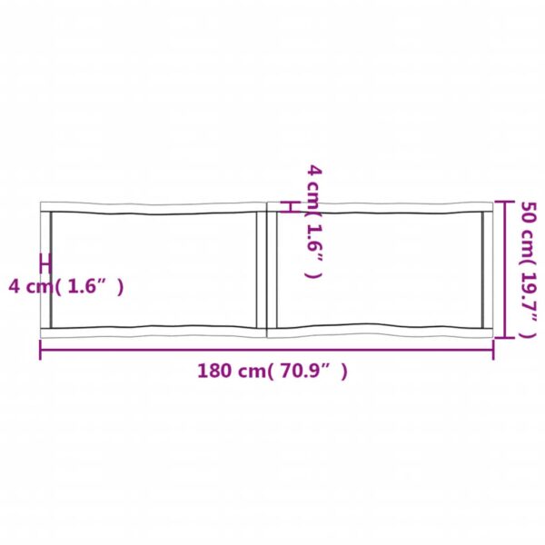 vidaXL Table Top Light Brown 70.9"x19.7"x(0.8"-2.4") Treated Solid Wood Live Edge - Image 11