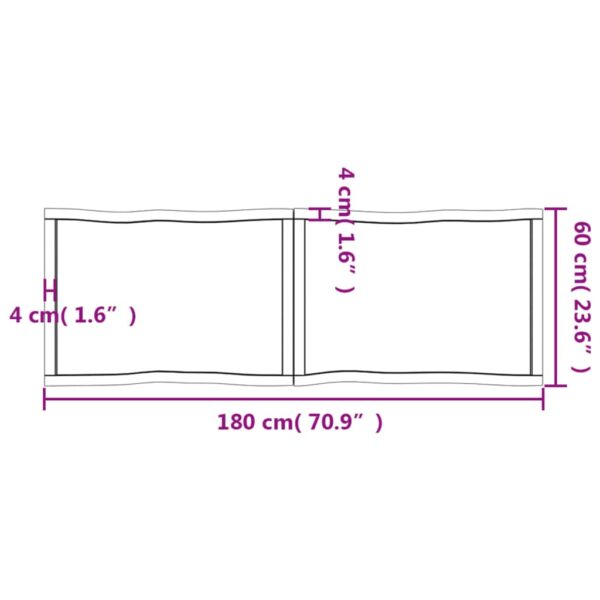 vidaXL Table Top Light Brown 70.9"x23.6"x(0.8"-1.6") Treated Solid Wood Live Edge - Image 11