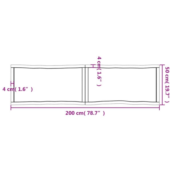 vidaXL Table Top Light Brown 78.7"x19.7"x(0.8"-1.6") Treated Solid Wood Live Edge - Image 11