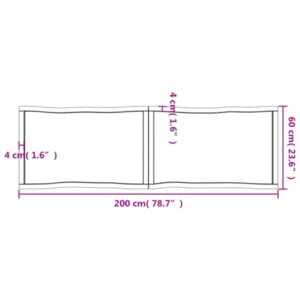 vidaXL Table Top Light Brown 78.7"x23.6"x(0.8"-1.6") Treated Solid Wood Live Edge - Image 11