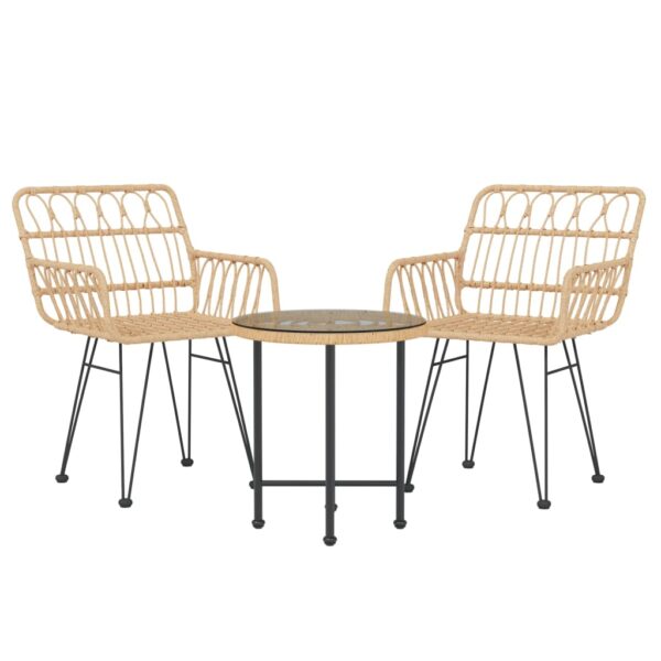 vidaXL 3 Piece Patio Dining Set Poly Rattan - Image 3