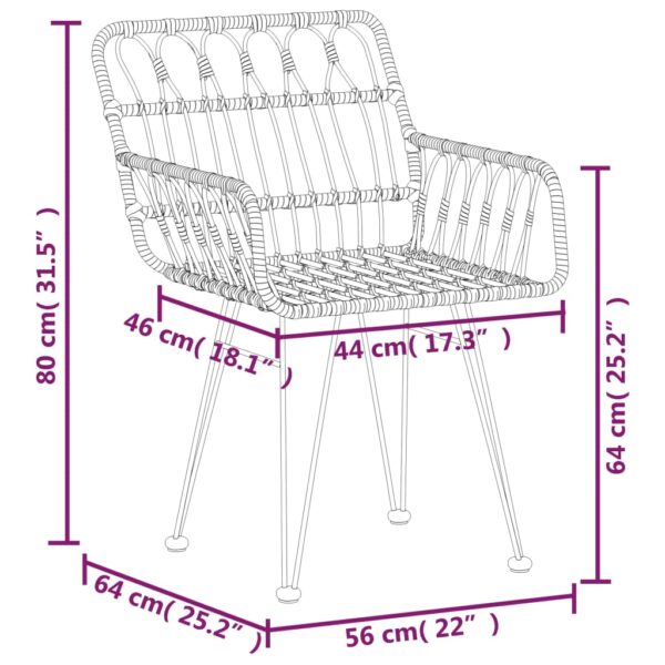 vidaXL 3 Piece Patio Dining Set Poly Rattan - Image 10