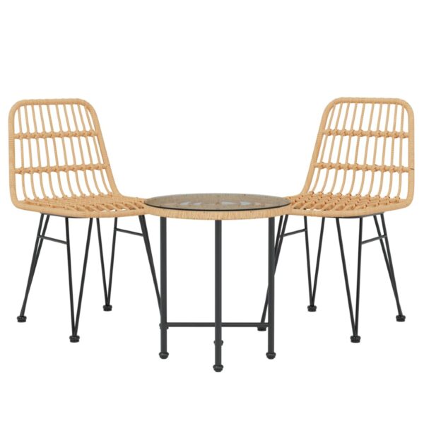 vidaXL 3 Piece Patio Dining Set Poly Rattan - Image 3