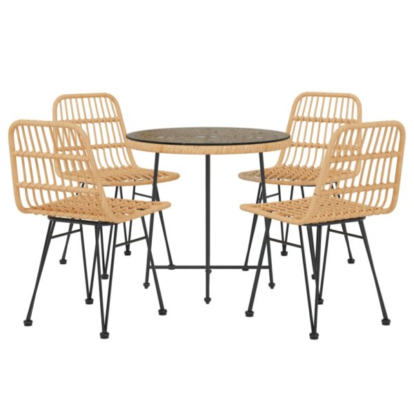 vidaXL 5 Piece Patio Dining Set Poly Rattan - Image 3