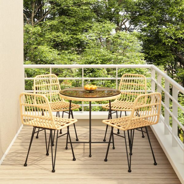 vidaXL 5 Piece Patio Dining Set Poly Rattan