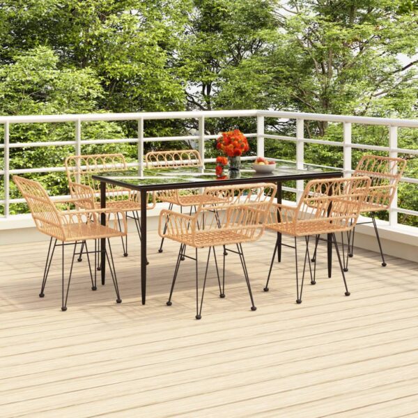 vidaXL 7 Piece Patio Dining Set Poly Rattan